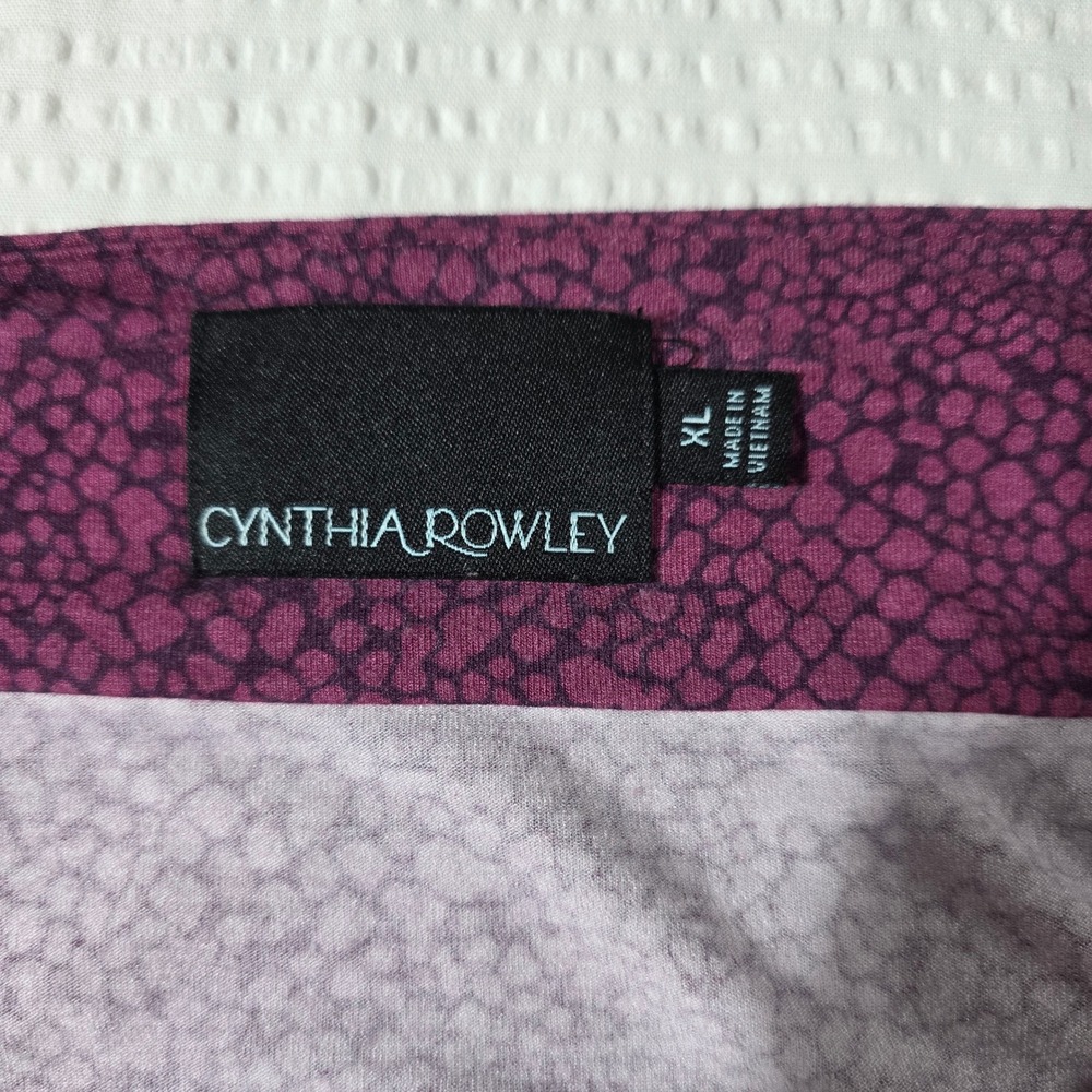 Cynthia Rowley Purple Pebble Print Ruffle Sleeve Cowl Neck A-Line Dress XL - Picture 3 of 7